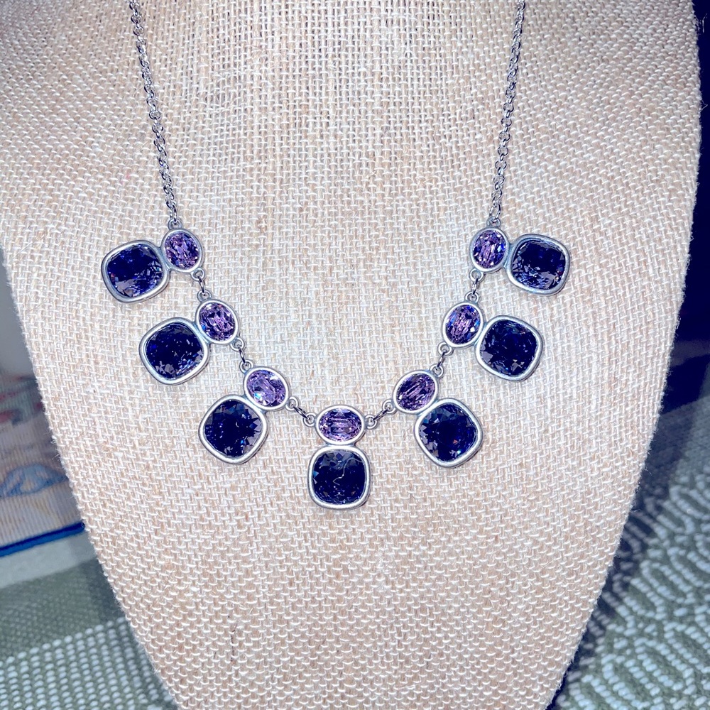 Dutchess Necklace, Violet and Rhodium Plated